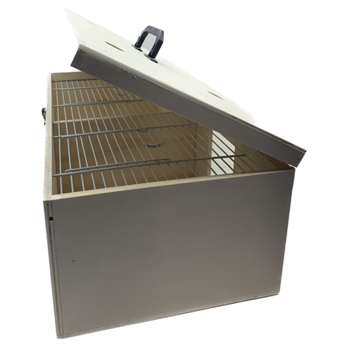 Vervoerskist met deksel en uitlaat grote parkiet 2-vaks