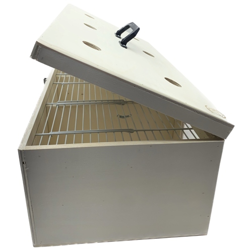 Vervoerskist met deksel en uitlaat grote parkiet 3-vaks