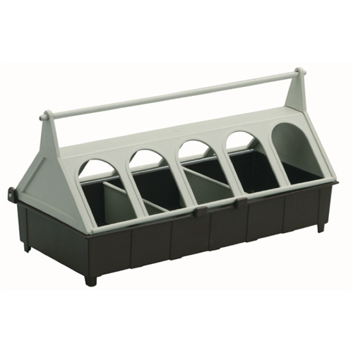 Voerbak duiven met plastic rooster - cm 31x14x15h