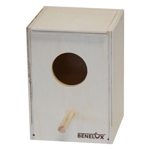 Parkietenbak hout klein ronde opening 12x17x17cm