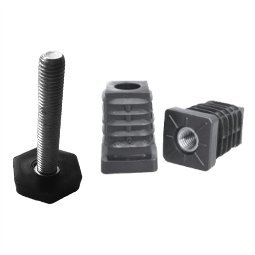 Verbinder Inslagdop + Stelpoot - Zwart 20x20x1,5mm