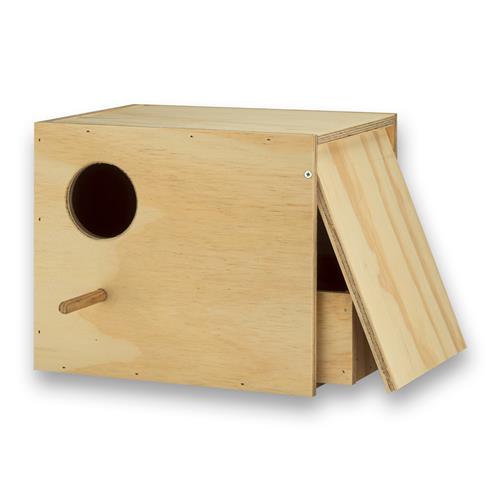 Nestkast met lade voor Engelse grasparkieten (klep rechts)